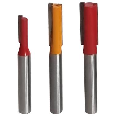 Imagem de Kit 3 Fresas Retas Paralela 4 A 8Mm Haste 6Mm Madeira Tupia