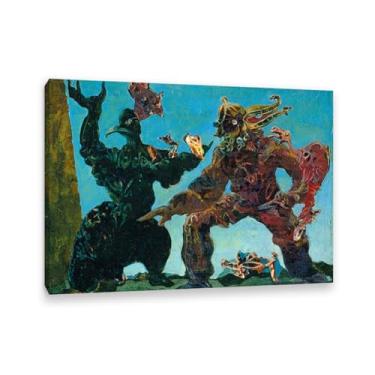 Imagem de Arte de parede Max Ernst, Os Bárbaros, reproduções de arte em tela pinturas famosas pôsteres Max Ernst Print Abstract Pictures Wall Decor 100x70cm (33x28in) emoldurado