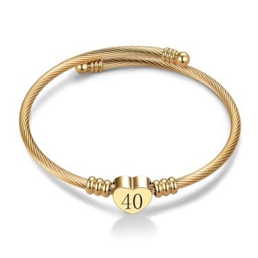 Imagem de MiiFort Pulseiras de ouro com coração para mulheres, joias de aniversário 13 15 16 18 21 30 40 50 60 65 70 presente para filha, neta, avó, mãe, sobrinha, tia, melhor amiga, One Size, Aço inoxidável