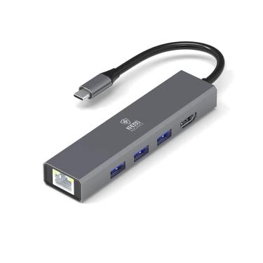 Imagem de Hub Usb Kross 5 Em 1 Tipo C - Rj45 Usb 3.0  Ke-uct618