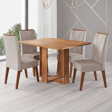 Imagem de Mesa de Jantar 4 Lugares Coxilha Marrom/Bege - Viero Móveis