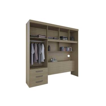 Imagem de Guarda Roupa Casal 5 Portas e 3 Gavetas c/ Cama PH 1801 Cedro - Herval