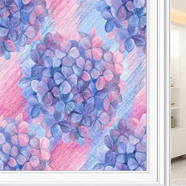 Imagem de Película de janela de privacidade de flores, textura de estilo floral, filme de vidro para sala de estar e escritório em casa, L90 x C 190 cm