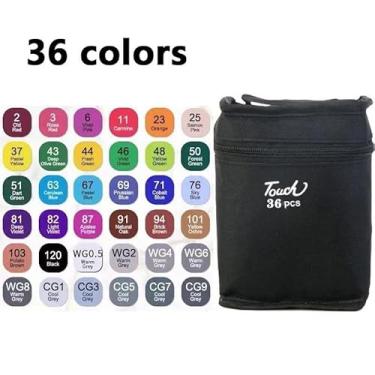 Imagem de Conjunto de Canetinhas Profissionais com Pontas Duplas 24, 36, 48, 60, 80,120 Cores Vivas para Colorir e Criar (36)