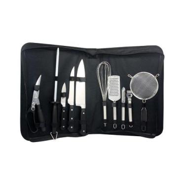 Imagem de Jogo para Churrasco Fracalanza em Inox com Bolsa de Nylon com 10 Peças