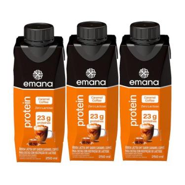 Imagem de Kit 3 Bebida Láctea Emana Protein com 23g de Proteína Sabor Caramel Co