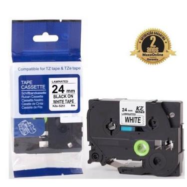 Imagem de Fita Strong Compatível Brother Tz Tze S251 Branca Letra Preta 24mm - G