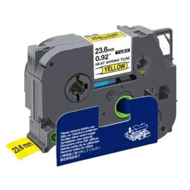 Imagem de Fita Tubo Termo Retrátil Compatível Tz Tze HSE 651 Amarela Letra Preta