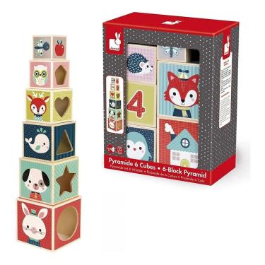 Imagem de Jogo Pirâmide de Empilhar com 6 Blocos em Madeira Baby Forest - Janod