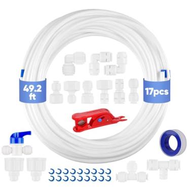 Imagem de Kit de linha de água, mangueira de água de geladeira 1Plusselect e kit de conector de geladeira, tubo de água de 1/10.2 cm OD tubo de abastecimento de água de 120 m, kit de linha de água para máquina