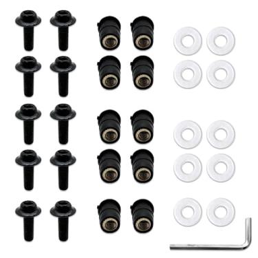 Imagem de MOXRUQ 10 conjuntos de kit de parafusos de carenagem de motocicleta, parafusos de para-brisa de motocicleta de alumínio M5 com chave inglesa, compatível com Suzuki, Yamaha, Kawasaki Motorcycle