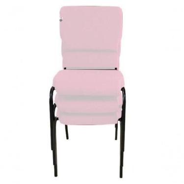 Imagem de 03 Cadeiras Empilhável Para Igrejas Evangélicas Linha Church Rosa - DE