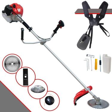 Imagem de Roçadeira Máquina de Corta Grama À Gasolina Anmax CG520P-TB 2T 52cc 2,2HP 10.000rpm C/ Lâmina Facão + Lâmina 40 Dentes + Disco Escova de Aço + Carrete
