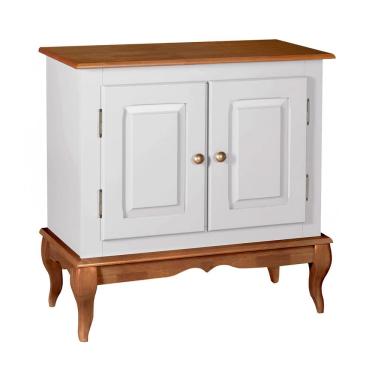 Imagem de Gabinete para Banheiro 2 Porta com Pés Luiz XV Dália 3050 Linz Móveis - Off White/Imbuia Glazer