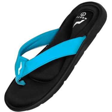 Imagem de NORTY - Sandália feminina de espuma viscoelástica – praia, piscina, chuveiro – Tamanho pequeno, Azul petróleo/preto, 40