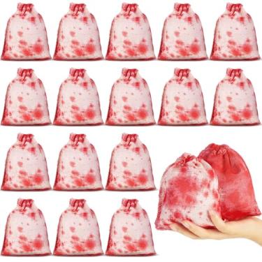 Imagem de Arrowbash 24 unidades de sacos de cordão de terror de Halloween Bloodstain Spooky String Back Halloween Treat Bloody Body Bags for Candy Goodie Favors Supplies (15 x 10 cm)