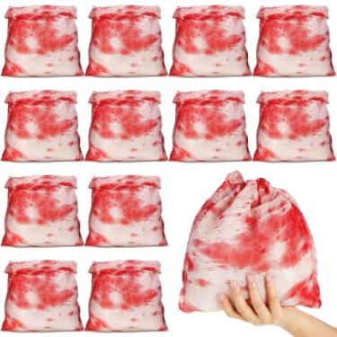 Imagem de Arrowbash 24 unidades de sacos de cordão de terror de Halloween Bloodstain Spooky String Back Halloween Treat Bloody Body Bags for Candy Goodie Favors Supplies (30,5 x 25,4 cm)