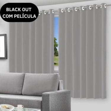 Imagem de Cortina Black Out Corta Luz Quarto Sala Janela Com Ilhós e Película Vá