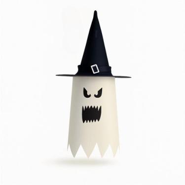 Imagem de Chapéu De Bruxa Fantasma Branco Decoração Halloween Com Led - Evolutio