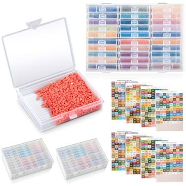 Imagem de Watersay 60 peças de recipientes de armazenamento de pintura de diamante bandejas 2 em 1 de armazenamento de arte de diamante e bandejas empilháveis para artesanato DIY pintura arte artesanato joias
