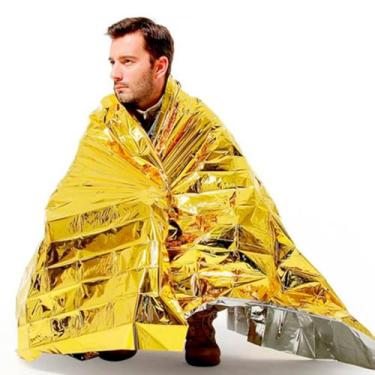 Imagem de Cobertor Aluminizado Manta Térmica Emergencial 160x210cm – Retém até 90% do Calor Corporal, Reutilizável, Leve e Compacto