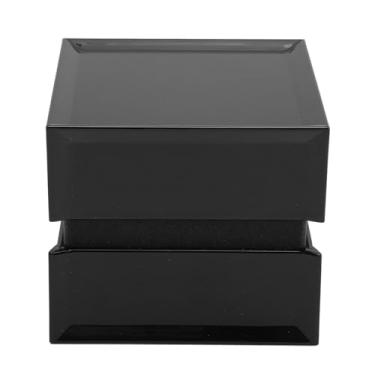 Imagem de Caixa de anel para proposta de engajamento Casamento elegante de jóias de jóias quadradas de veludo luxuosas Black Penione Piano Finis