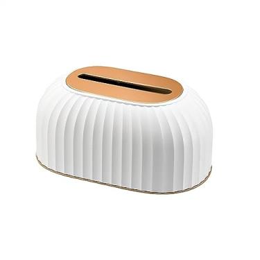 Imagem de Dispensador de guardanapos porta-lenços nórdico listrado caixa de papel higiênico suporte de guardanapo de mesa dispensador de papel de seda decoração de casa suporte de caixa de lenços (branco)