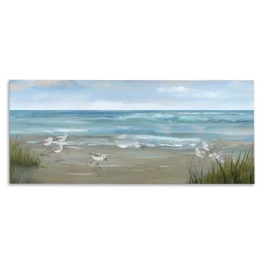 Imagem de Stupell Industries Design de arte de parede em tela Sandpiper View From Beach por Nan, 25 x 61 cm