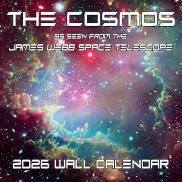 Imagem de 2025 The Cosmos: imagens do calendário mensal de parede do telescópio espacial James Webb - | 30,5 cm x 61 cm | Papel grosso e resistente | Calendário espacial 2025