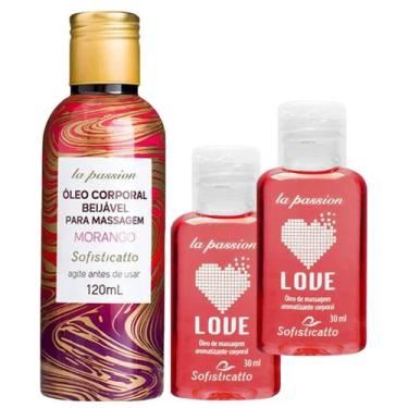 Imagem de Kit 2 Love Óleo Morango 30ml e 1 Óleo Beijável Para Massagem Morango 1