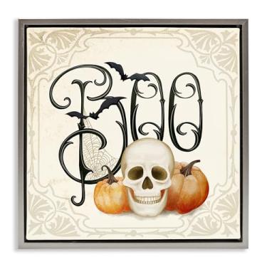 Imagem de Stupell Industries Something Wicked Boo Gray Framed Floater Canvas Wall Art Design por Nicole Tamarin, 18 x 18