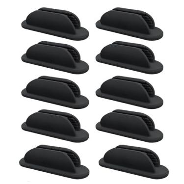 Imagem de CTWHA 10 peças de silicone preto suporte de caneta pegajoso para mesa, acessórios essenciais de escritório, suprimentos para professores, adequado para parede, notebook, prancheta, calendários de