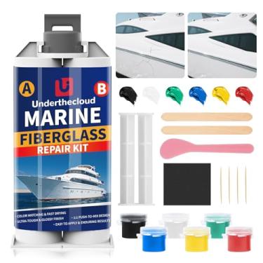 Imagem de underthecloud Kit de reparo de barco de fibra de vidro (correspondência colorida), kit de reparo de revestimento de gel para barcos, kit de reparo de fibra de vidro marinha para barcos, enchimento de