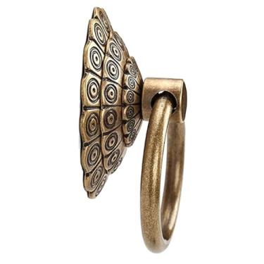 Imagem de Aldrava de porta de design clássico estilo chinês maçaneta de latão maçaneta de móveis puxador de guarda-roupa anel de puxar para fábrica, hotel, armário de escritório