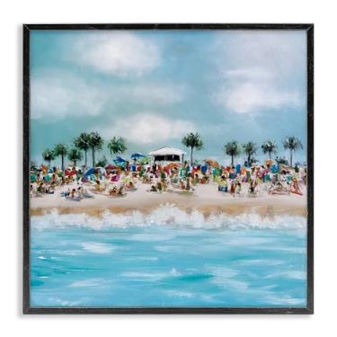 Imagem de Stupell Industries Tropical Cabana Praia Preta Emoldurada Giclée Design de Arte por Emma Bell, 43 x 43 cm