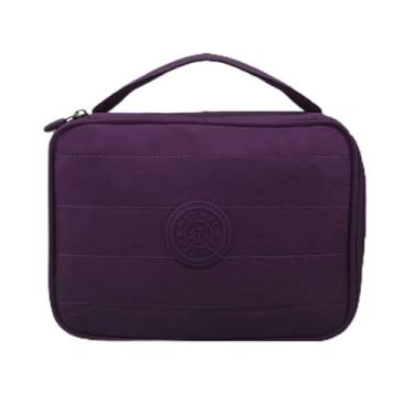 Imagem de Estojo Escolar Box Grande com 2 Compartimentos 3 Abas para Canetas e lápis Em Poliéster 15x23cm Várias cores (Vinho)