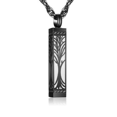 Imagem de XIUDA Colar de urna de árvore da vida, joia de cremação, para cinzas, para homens e mulheres, urna, pingente memorial, suporte de cinzas, Aço inoxidável, Sem Pedra Preciosa