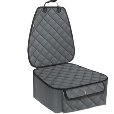 Imagem de URPOWER Capa de assento de carro para cachorro para banco dianteiro, capas de assento de cachorro 100% à prova d'água com protetor de assento de carro de bolso para cães, capas de assento