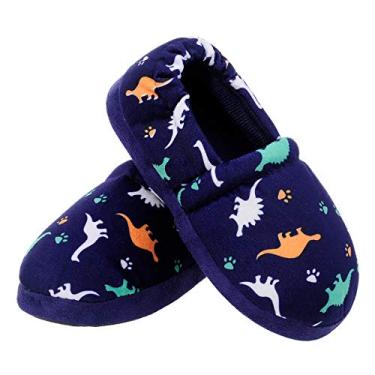 Imagem de Pantufas infantis MIXIN para uso interno com material viscoelástico macio e quente, Dark Blue, 7-8 Toddler