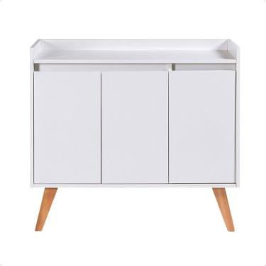 Imagem de Aparador Buffet 90cm Retro Mdf Branco Madri - On Móveis