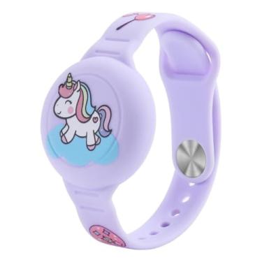 Imagem de Pulseira Infantil de Silicone para AirTag, Ajustável, Impermeável, Anti Perda, Suporte Rastreador GPS Designs Divertidos (Lilas Unicornio)