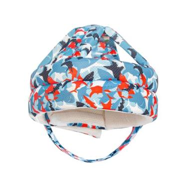 Imagem de harayaa Capacete de proteção infantil, chapéu infantil anticolisão, protetor leve, chapéu de desenho animado, boné protetor para crianças de 8 a 36 meses, Tubarão Azul