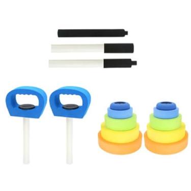 Imagem de EHJRE Conjunto de halteres para crianças, equipamento de ginástica com barra para crianças, halteres para casa para meninos e meninas, pesos de ginástica,