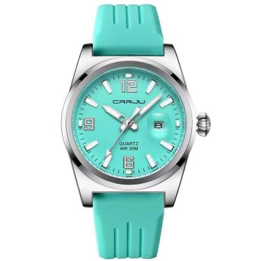 Imagem de Relógio De Pulso Quartzo Esportivo À Prova Da Água Pulseira Silicone Azul Claro