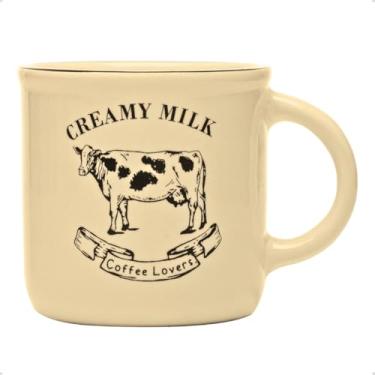 Imagem de Caneca de Cerâmica Cappuccino180ml Xícara com Alça Café Estampada Vaquinha Creamy Milk (Bege)