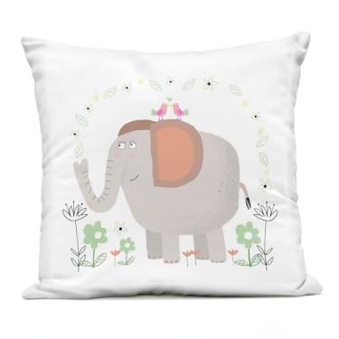 Imagem de Stupell Industries Travesseiro floral com ilustração de elefante para bebê, estampa externa, 45 x 18 x 45, cinza