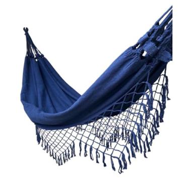 Imagem de Rede De Descanso Dormir Casal Aconchego Decorativas Luxo(Azul Marinho)