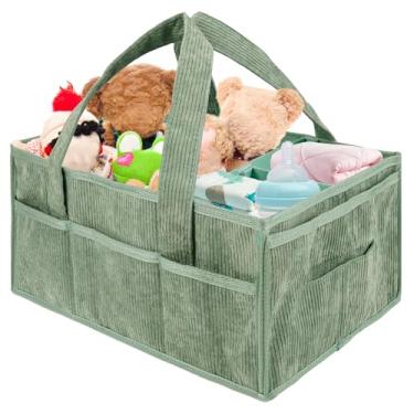 Imagem de Organizador de fraldas para bebês, organizador de fraldas com alça embutida, placa divisória resistente ao desgaste, cesta de berçário, para banheiro, carro, viagem