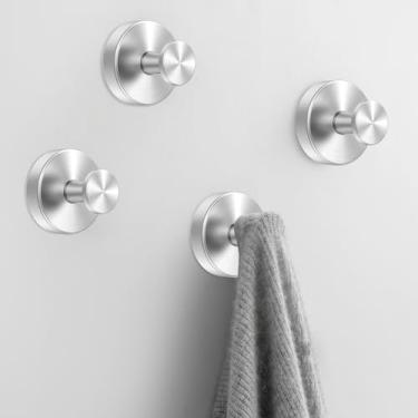 Imagem de XYDHQS 4 ganchos de ventosa, ganchos de ventosa à prova d'água de aço inoxidável para chuveiro, banheiro, portas de chuveiro de vidro, espelhos, comporta gancho de ventosa de até 6,8 kg (prata)