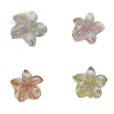 Imagem de Grampo de Cabelo Flor Frangipani Colorida Presilha Feminina Acrílica, Acessório de Praia e Resort para Mulheres(Rosa+Branco+Laranja+Amarelo)